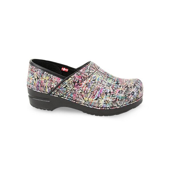 Women's Clog, Embossed Printed leather Upper, Polyurethane Outsole, Multicolor, Size 10.5-11 M